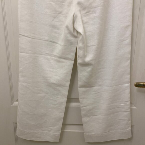 J. Crew Sailor Style White High Waisted Cropped Wide Leg Linen Blend Pants Sz. 6 - Picture 7 of 9